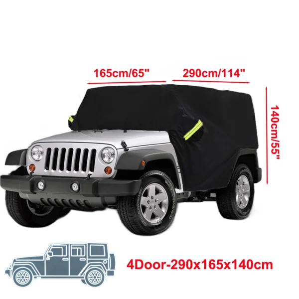 Outdoor Waterproof 210D Oxford Half Protector Cover - Car Cab Covers for Jeep Wrangler JK JL Hardtop 2/4 Doors 2007-2021 - Rain-Resistant Jeep Cover - Image 6