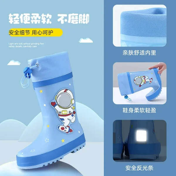 High Barrel Kids' Rain Boots - Waterproof and Anti Slip Rubber Shoes for Boys and Girls with Cartoon Dinosaur Rabbit Design - Hunter Rain Boots Kids - Image 4