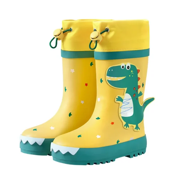 High Barrel Kids' Rain Boots - Waterproof and Anti Slip Rubber Shoes for Boys and Girls with Cartoon Dinosaur Rabbit Design - Hunter Rain Boots Kids