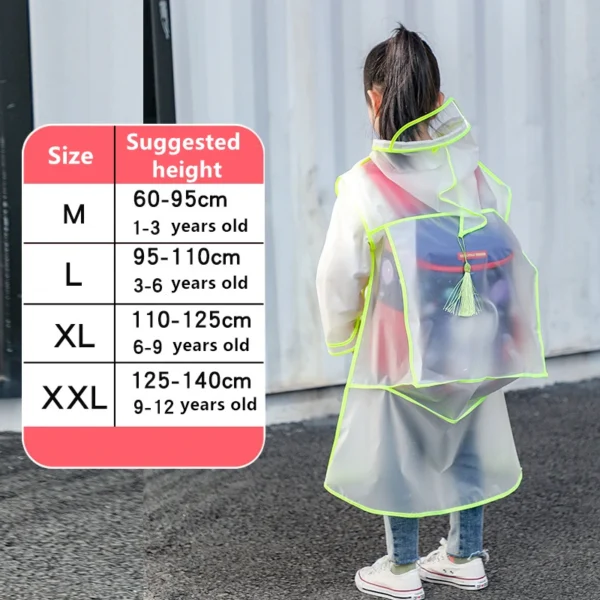 Clear Toddler Rain Coat - Full Body Waterproof Poncho for Girls and Boys, Ideal for Kindergarten Pupils - Image 7