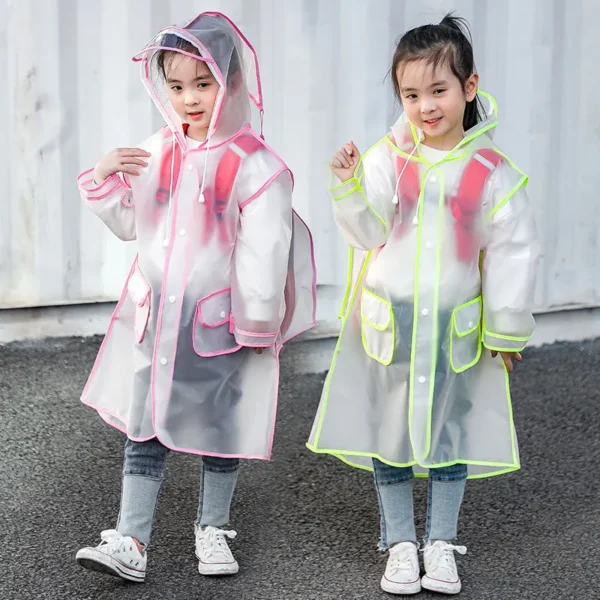 Clear Toddler Rain Coat - Full Body Waterproof Poncho for Girls and Boys, Ideal for Kindergarten Pupils - Image 2