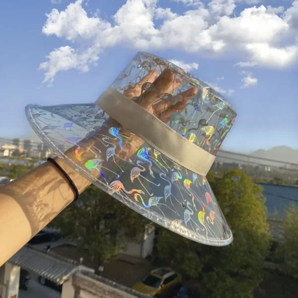 Summer Beach Hat - Stylish Women's Rain Hat for Hip Hop and High Street Fashion - PVC Transparent Sun Visor - Waterproof Bucket Hat for Men and Ladies - Image 9