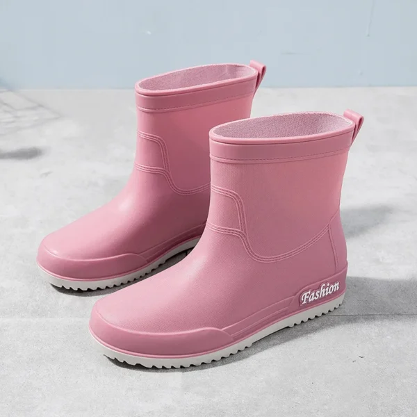 Fashionable Pink Waterproof Boots for Women and Girls with Non-Slip Soles, Ideal for Work and Outdoor - Image 8