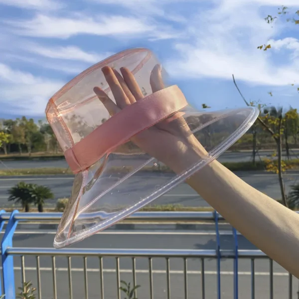 Summer Beach Hat - Stylish Women's Rain Hat for Hip Hop and High Street Fashion - PVC Transparent Sun Visor - Waterproof Bucket Hat for Men and Ladies - Image 7