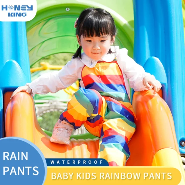 Colorful Waterproof Kids Rain Pants - Toddler Outdoor Jumpsuit for Boys and Baby Girls - Image 2