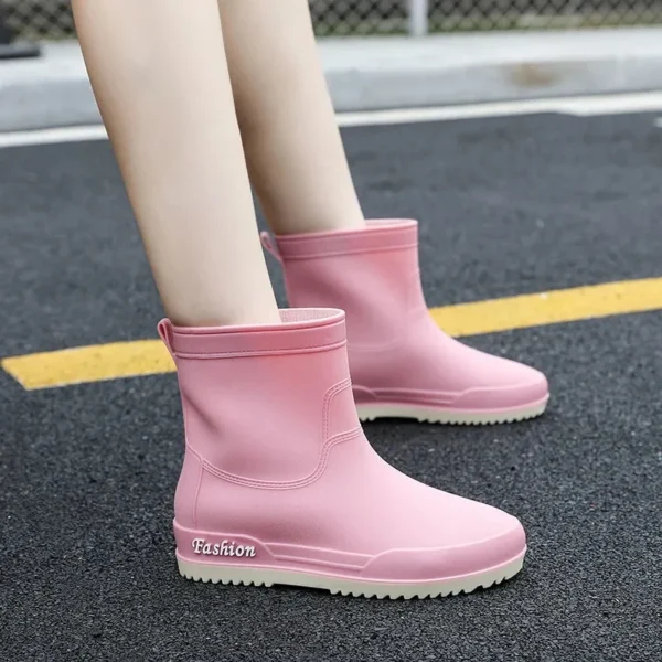Fashionable Pink Waterproof Boots for Women and Girls with Non-Slip Soles, Ideal for Work and Outdoor - Image 7