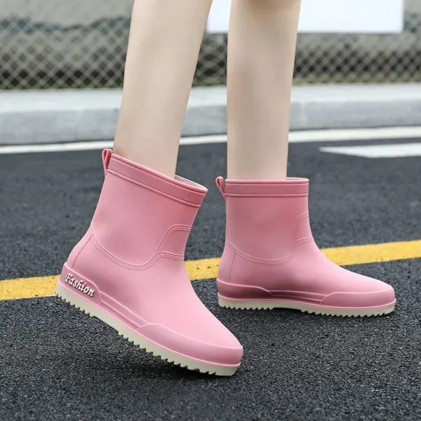 Fashionable Pink Waterproof Boots for Women and Girls with Non-Slip Soles, Ideal for Work and Outdoor