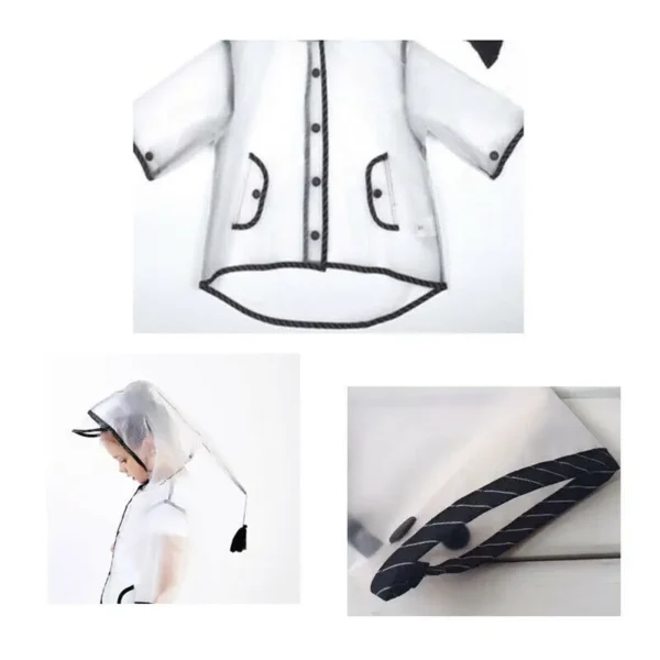 Clear Transparent Toddler Rain Coat - Kids Waterproof Rain Poncho for Kindergarten School - Protective Rainsuit Covers for Young Students - Image 4
