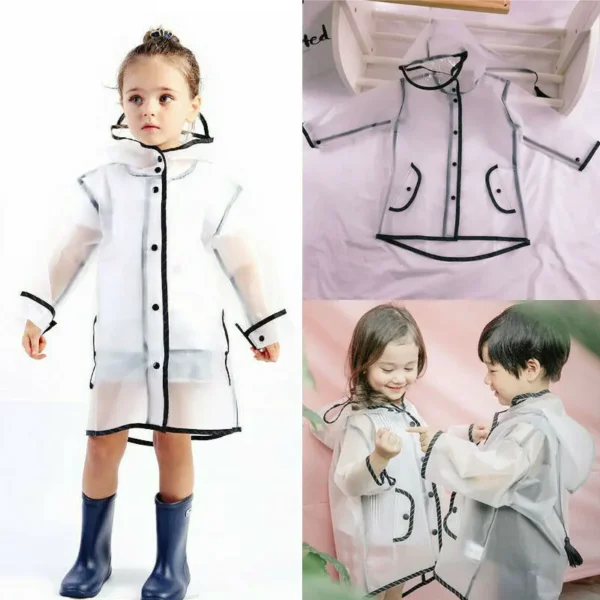 Clear Transparent Toddler Rain Coat - Kids Waterproof Rain Poncho for Kindergarten School - Protective Rainsuit Covers for Young Students - Image 5