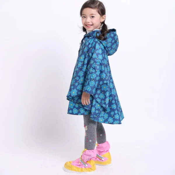 Stylish Kids Rain Poncho - Hooded Waterproof Jacket Coat for Girls and Boys - Printed Thin Rain Jacket - Cape Coat Wear - Image 2