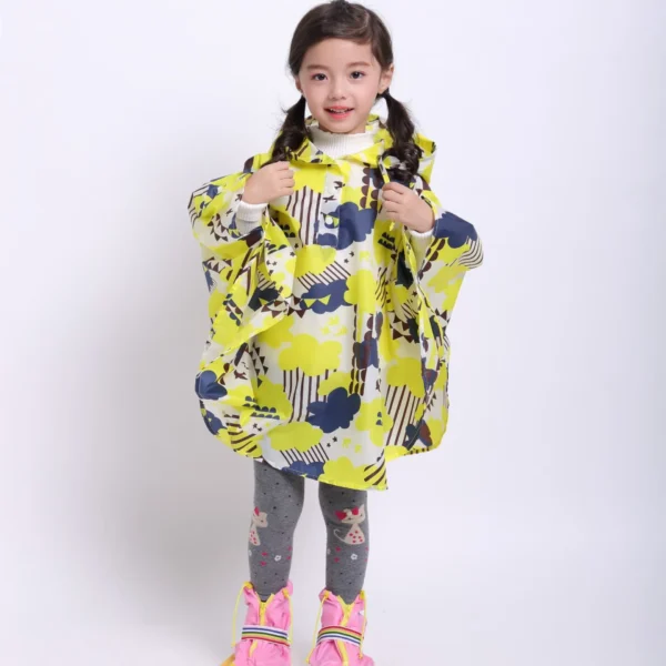 Stylish Kids Rain Poncho - Hooded Waterproof Jacket Coat for Girls and Boys - Printed Thin Rain Jacket - Cape Coat Wear - Image 3
