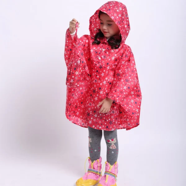 Stylish Kids Rain Poncho - Hooded Waterproof Jacket Coat for Girls and Boys - Printed Thin Rain Jacket - Cape Coat Wear - Image 4