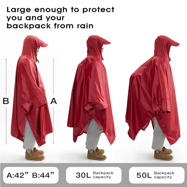 Hooded Rain Poncho for Women with Pocket - Waterproof and Portable Unisex Raincoat Jacket for Hiking, Camping, Emergency - Image 5