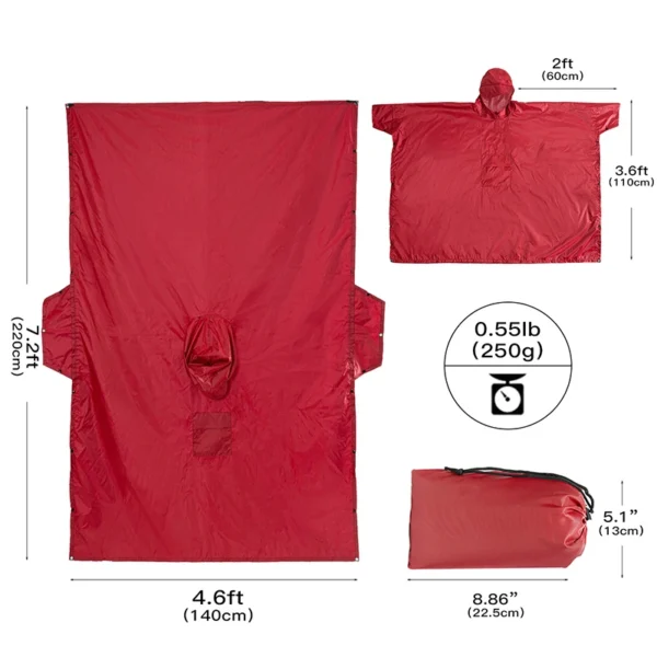 Hooded Rain Poncho for Women with Pocket - Waterproof and Portable Unisex Raincoat Jacket for Hiking, Camping, Emergency - Image 6