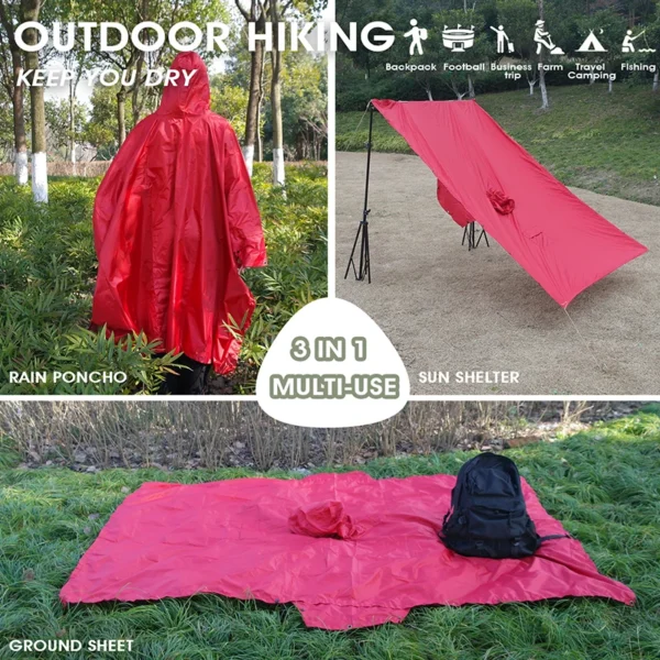 Hooded Rain Poncho for Women with Pocket - Waterproof and Portable Unisex Raincoat Jacket for Hiking, Camping, Emergency - Image 7