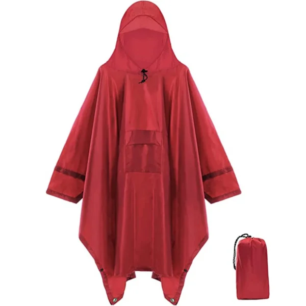 Hooded Rain Poncho for Women with Pocket - Waterproof and Portable Unisex Raincoat Jacket for Hiking, Camping, Emergency - Image 2