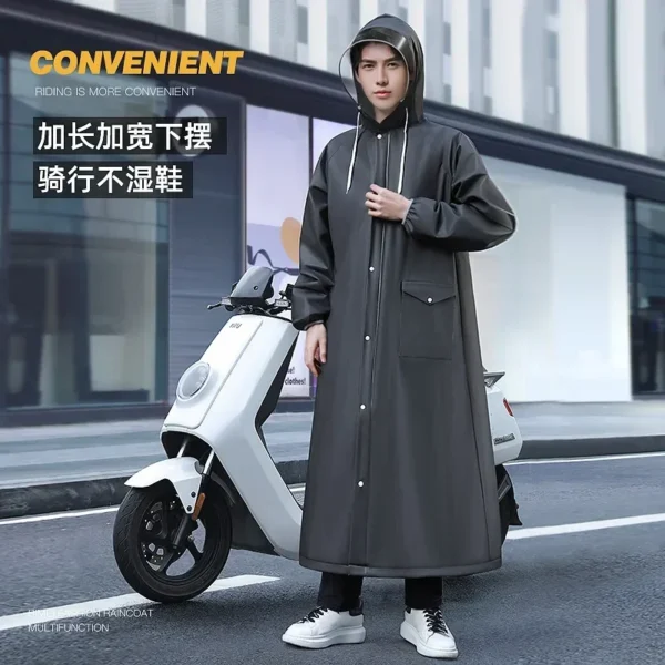 Extended Fashion Raincoat for Men - Waterproof EVA Men's Rain Poncho for All Road Bicycle Adventures - Image 2