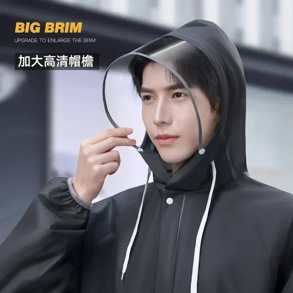 Extended Fashion Raincoat for Men - Waterproof EVA Men's Rain Poncho for All Road Bicycle Adventures - Image 3