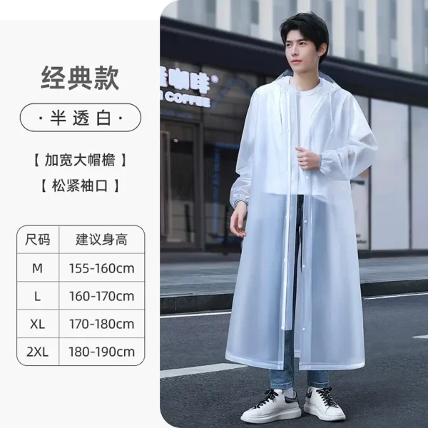 Extended Fashion Raincoat for Men - Waterproof EVA Men's Rain Poncho for All Road Bicycle Adventures - Image 6
