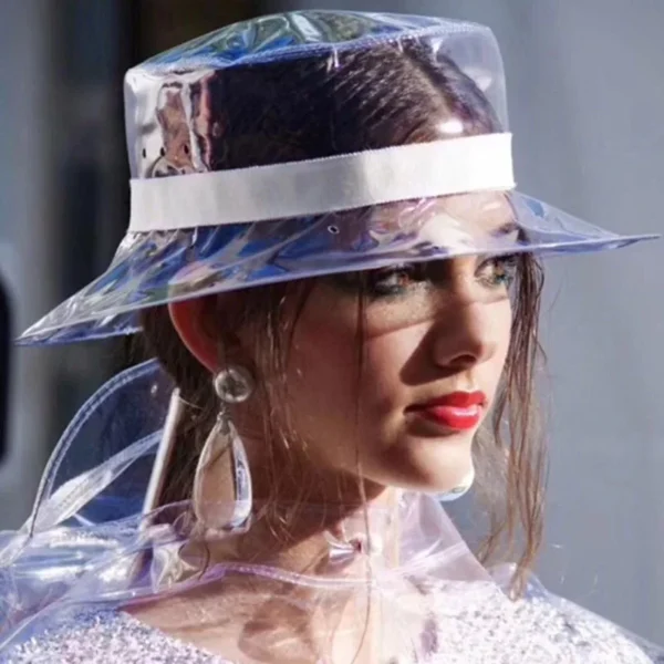 Summer Beach Hat - Stylish Women's Rain Hat for Hip Hop and High Street Fashion - PVC Transparent Sun Visor - Waterproof Bucket Hat for Men and Ladies - Image 3