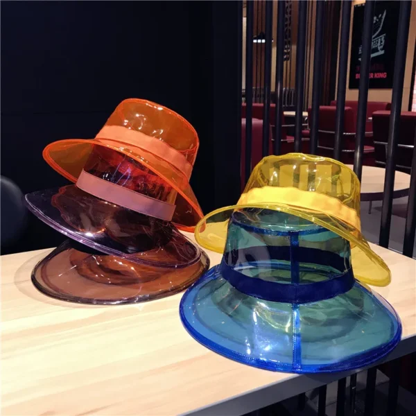 Summer Beach Hat - Stylish Women's Rain Hat for Hip Hop and High Street Fashion - PVC Transparent Sun Visor - Waterproof Bucket Hat for Men and Ladies - Image 4