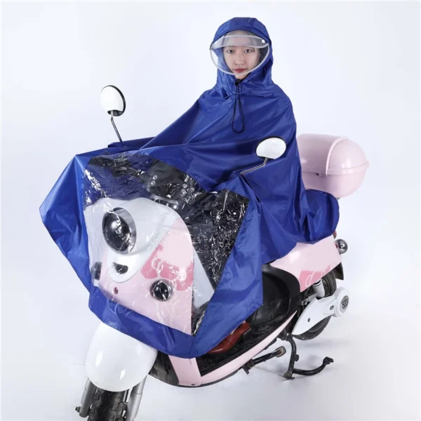 Sleek Oxford Long Sleeve One-piece Raincoat for Electric Cars, Battery Cars, and Motorcycles – Embrace Dry Rides with a Stylish Bike Rain Poncho - Image 2