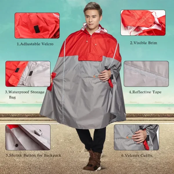 Bicycle Waterproof Raincoats - Hooded Rain Poncho for Men Women Adults - Stylish Cycling Jacket with Rain Cover for Fishing and Climbin - Image 2