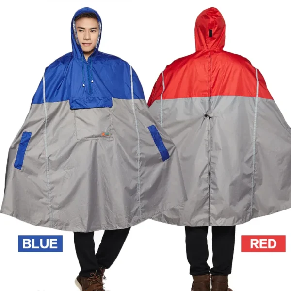 Outdoor Rain Poncho with Reflective Design for Cycling, Climbing, Hiking, and Travel - Impermeable Raincoat for Women/Men with Backpack Rain Cover - Image 3