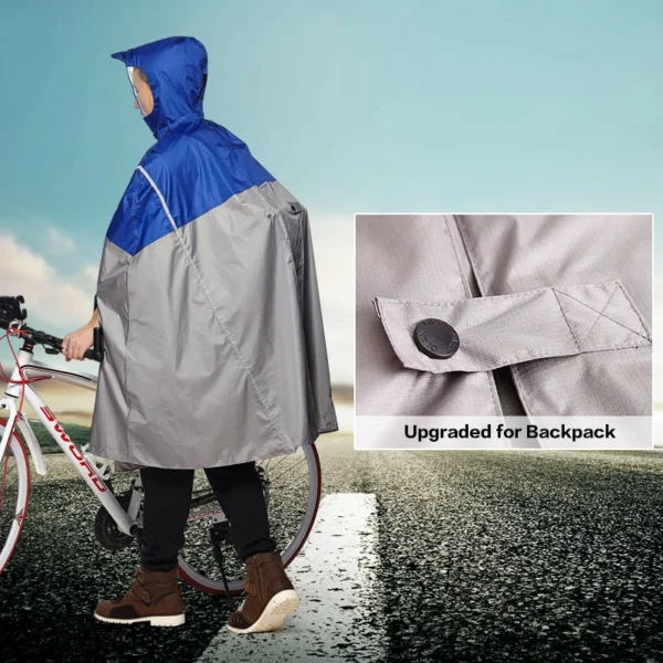 Outdoor Rain Poncho with Reflective Design for Cycling, Climbing, Hiking, and Travel - Impermeable Raincoat for Women/Men with Backpack Rain Cover - Image 5