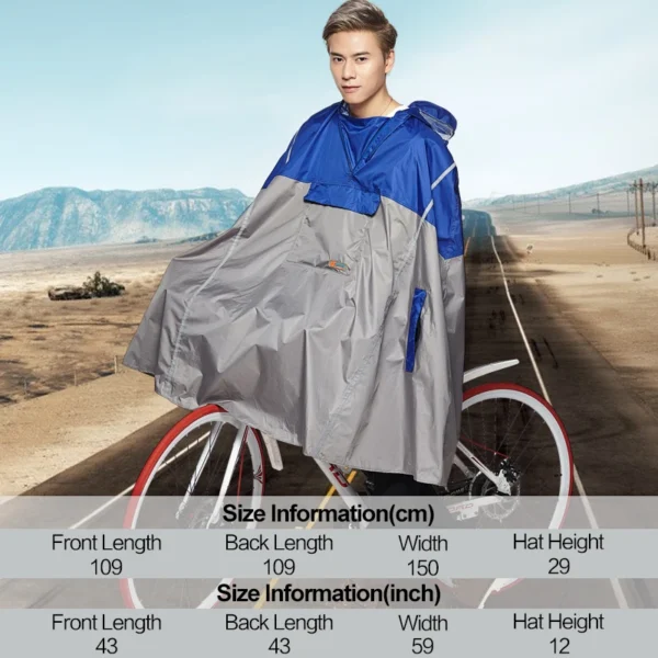 Outdoor Rain Poncho with Reflective Design for Cycling, Climbing, Hiking, and Travel - Impermeable Raincoat for Women/Men with Backpack Rain Cover - Image 6