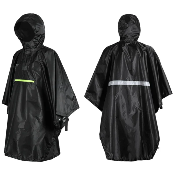 Outdoor Waterproof Mens Rain Poncho - Reflective Strip Rain Cape for Men and Women - Raincoat with Reflector for Bicycle Commuting