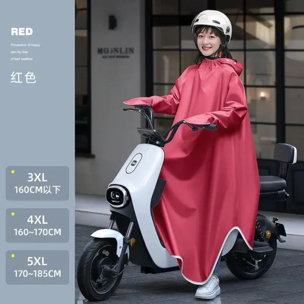 Electric Battery Motorcycle Rainproof Full Body Poncho for Adults - Long Sleeved Riding Raincoat - Image 6
