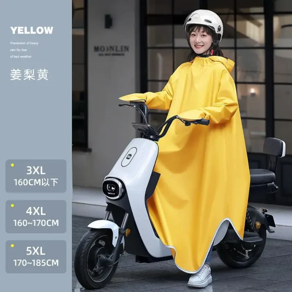 Electric Battery Motorcycle Rainproof Full Body Poncho for Adults - Long Sleeved Riding Raincoat