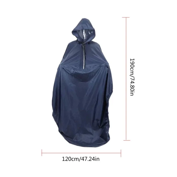 Waterproof Rain Poncho with Reflective Strip for Wheelchair Users Wind-Proof Cape Raincoat with Hood for Mobility Scooters and Old Wheelchairs - Image 4