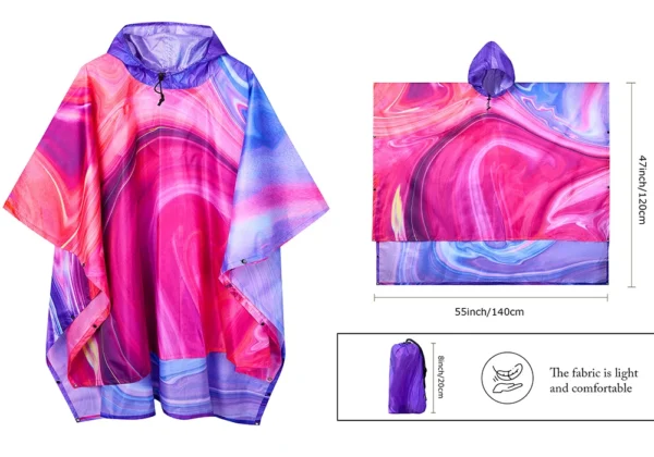 3-in-1 Raincoat - Hooded Rain Cover for Backpack, Ideal for Hiking, Cycling, Outdoor Camping - Waterproof Poncho and Tent Mat - Men's Rain Poncho - Image 13