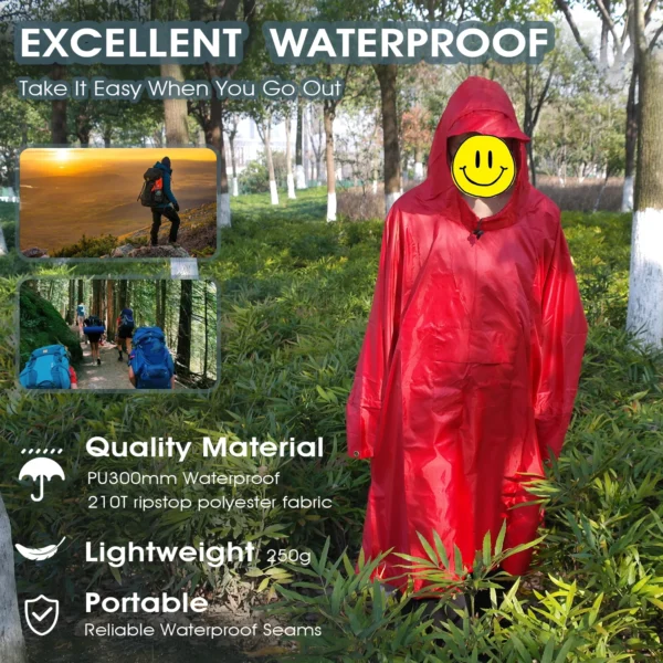Hooded Rain Poncho for Women with Pocket - Waterproof and Portable Unisex Raincoat Jacket for Hiking, Camping, Emergency