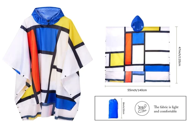 3-in-1 Raincoat - Hooded Rain Cover for Backpack, Ideal for Hiking, Cycling, Outdoor Camping - Waterproof Poncho and Tent Mat - Men's Rain Poncho - Image 9