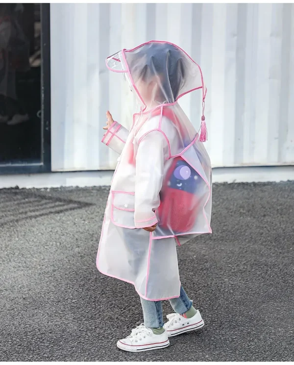 Clear Toddler Rain Coat - Full Body Waterproof Poncho for Girls and Boys, Ideal for Kindergarten Pupils