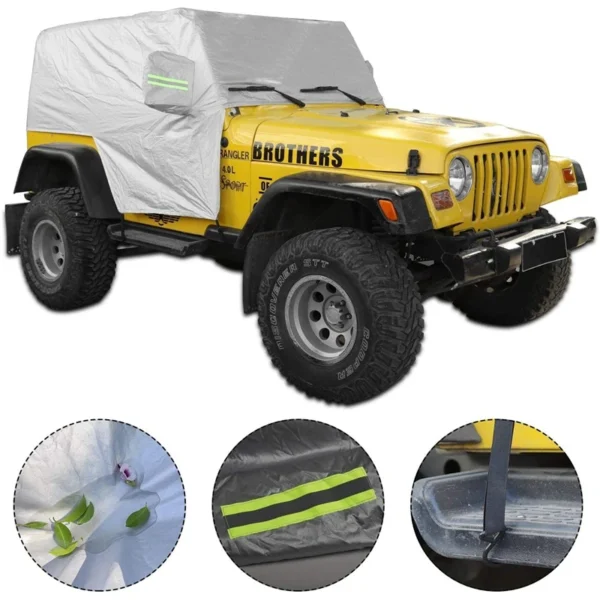 Weatherproof Car Cover Body Dustproof UV Protector - SunShield Cover for Jeep Wrangler TJ 1997-2006 (Jeep Cover For Rain) - Image 3