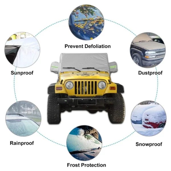 Weatherproof Car Cover Body Dustproof UV Protector - SunShield Cover for Jeep Wrangler TJ 1997-2006 (Jeep Cover For Rain) - Image 5