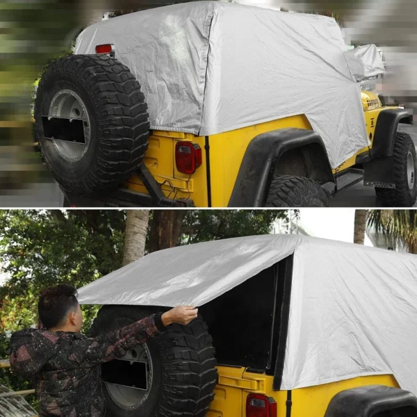 Weatherproof Car Cover Body Dustproof UV Protector - SunShield Cover for Jeep Wrangler TJ 1997-2006 (Jeep Cover For Rain) - Image 6