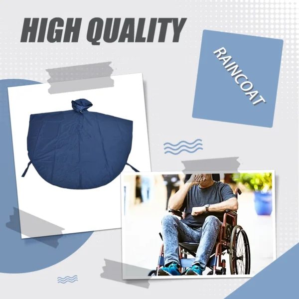 Waterproof Rain Poncho with Transparent Forehead Pad for Wheelchair Users in Stylish Blue - Image 5