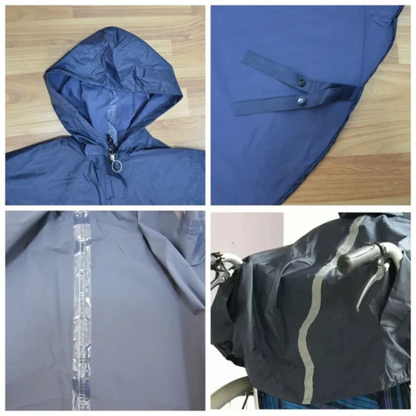 Waterproof Rain Poncho with Transparent Forehead Pad for Wheelchair Users in Stylish Blue - Image 6