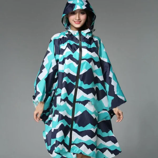 Hooded Outdoor Long Rain Poncho - Women Rain Poncho Trench Coat Style, Waterproof Rain Coat Rainwear - Image 4