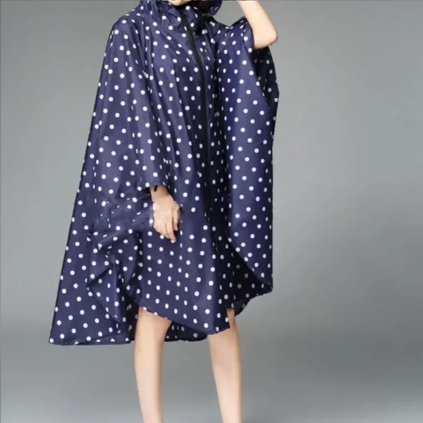 Hooded Outdoor Long Rain Poncho - Women Rain Poncho Trench Coat Style, Waterproof Rain Coat Rainwear - Image 6
