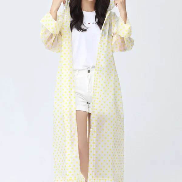 Transparent Women Rain Poncho - Outdoor Unisex Hooded Waterproof Poncho with Cute Cartoon Design - Thickened and Reusable EVA Rain Jacket Cover - Image 4