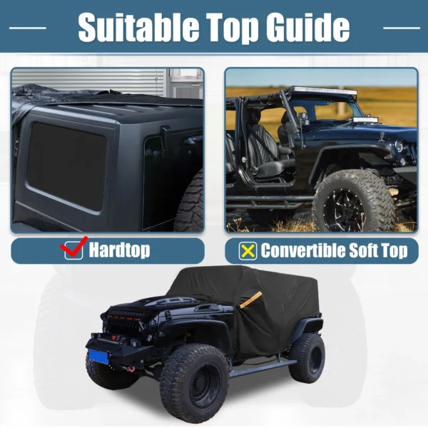 Autohaux Jeep Cover for Rain - Car Body Cover for Wrangler JK JL Hardtop 2 4 Door 2007-2021 - Outdoor Windproof Waterproof 210D Oxford - Image 6