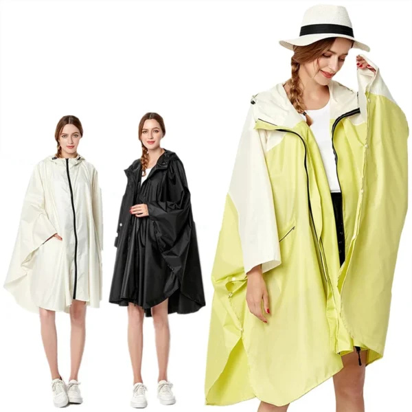 Breathable Women Raincoat - XXL Big Size Lightweight Rain Poncho for Ladies and Men - Waterproof Adults Windproof Cloak - Image 4