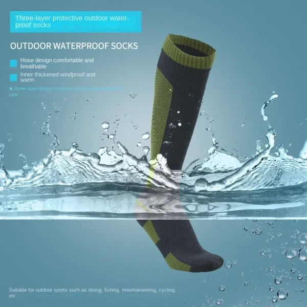Waterproof Knee-High Socks for Hiking, Wading, Camping, Cycling, Skiing, and Mountaineering - Keeping You Warm and Dry - Image 2