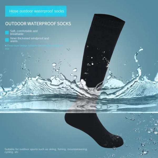 Waterproof Knee-High Socks for Hiking, Wading, Camping, Cycling, Skiing, and Mountaineering - Keeping You Warm and Dry - Image 3